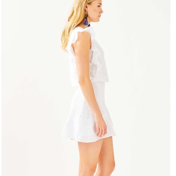 Lilly Pulitzer White Eyelet Ruffle Skirt and Top Set - Picture 3 of 11
